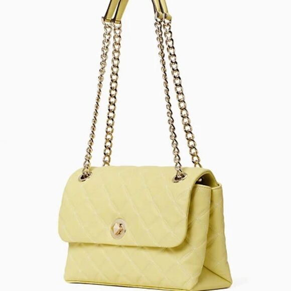 Kate Spade Nathalia Quilted Flap Crossbody Bag in PALE LIME GREEN - Picture 5 of 11